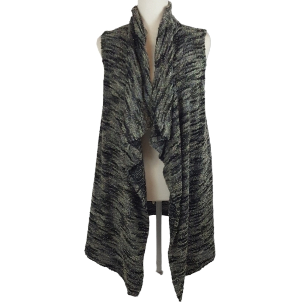 KNOX ROSE Black Marlef Open Front Draped Vest